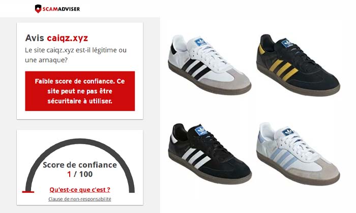 arnaque adidas nike reebok boutique sites internet