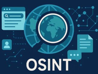 Illustration moderne représentant l’OSINT avec une loupe sur un globe et des icônes de données numériques.