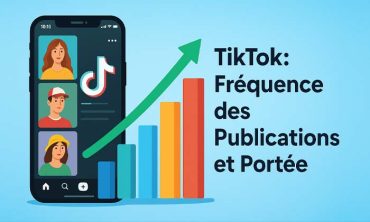 Smartphone affichant le flux TikTok avec plusieurs vidéos visibles à l’écran, illustrant la notion de publication fréquente optimale, sur fond lumineux et moderne