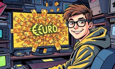 Image d'un geek devant son écran affichant des euros, illustrant les différents moyens des se créer des revenus passifs sur internet.