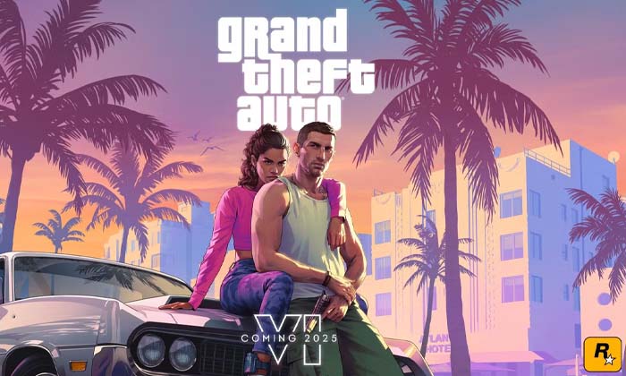 jaquette de grand theft auto VI prévue en 2025 et reporté en 2026.