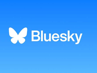 bluesky logo sur fond bleu
