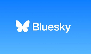 bluesky logo sur fond bleu
