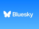 bluesky logo sur fond bleu